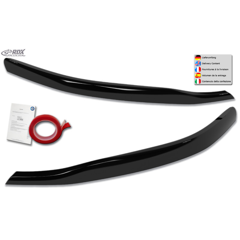 Palpebre fari per FORD Transit Custom & Tourneo Custom (for Halogen/ 2023-present) nero lucido (Cod.