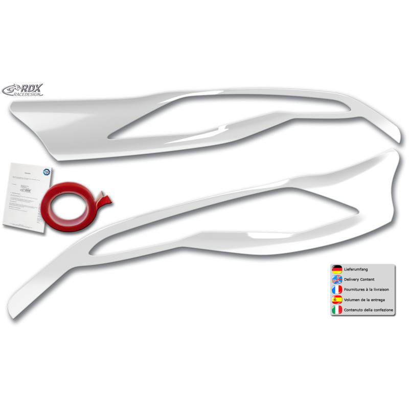 Palpebre fari per FORD Transit Custom & Tourneo Custom (2012-2018) bianco lucido (Cod. R-RDSB233-WS)