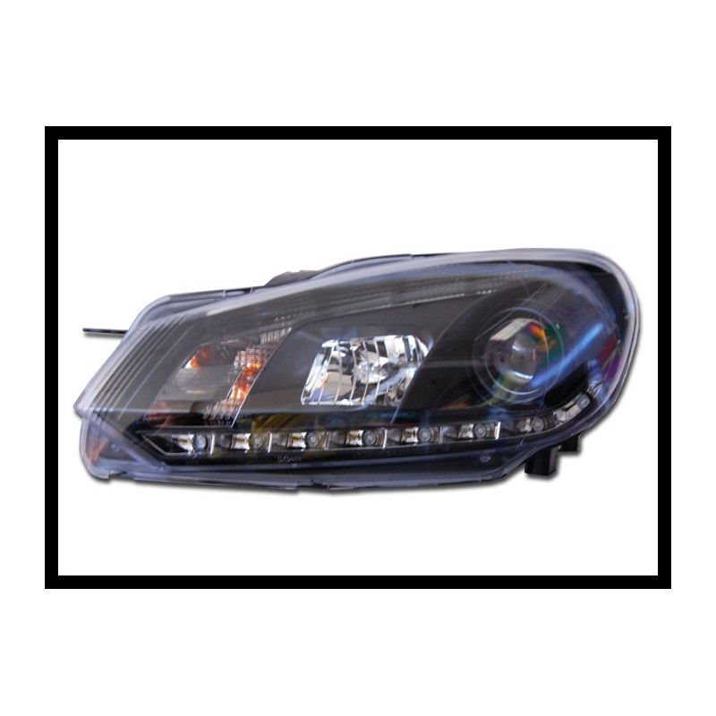 Fari Day Light Volkswagen Golf 6 09-12 Black (Cod. E-FAW118)