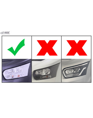 palpebre fari per FORD Transit (2014-present) per silver fari alogeni nero lucido (Cod. R-RDSB220H-G