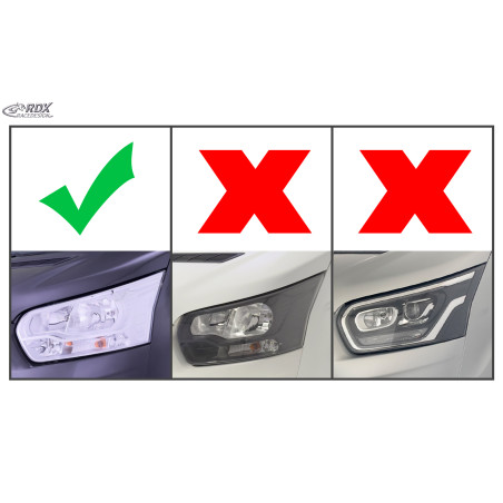 palpebre fari per FORD Transit (2014-present) per silver fari alogeni bianco lucido (Cod. R-RDSB220H