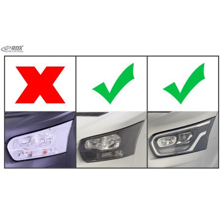 palpebre fari per FORD Transit (2014-present) per Xenon- and black fari alogeni bianco lucido (Cod. 