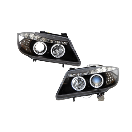 Fari Day Light BMW E90 - E91 2005-2008 Nero (Cod. E-FAB0095)
