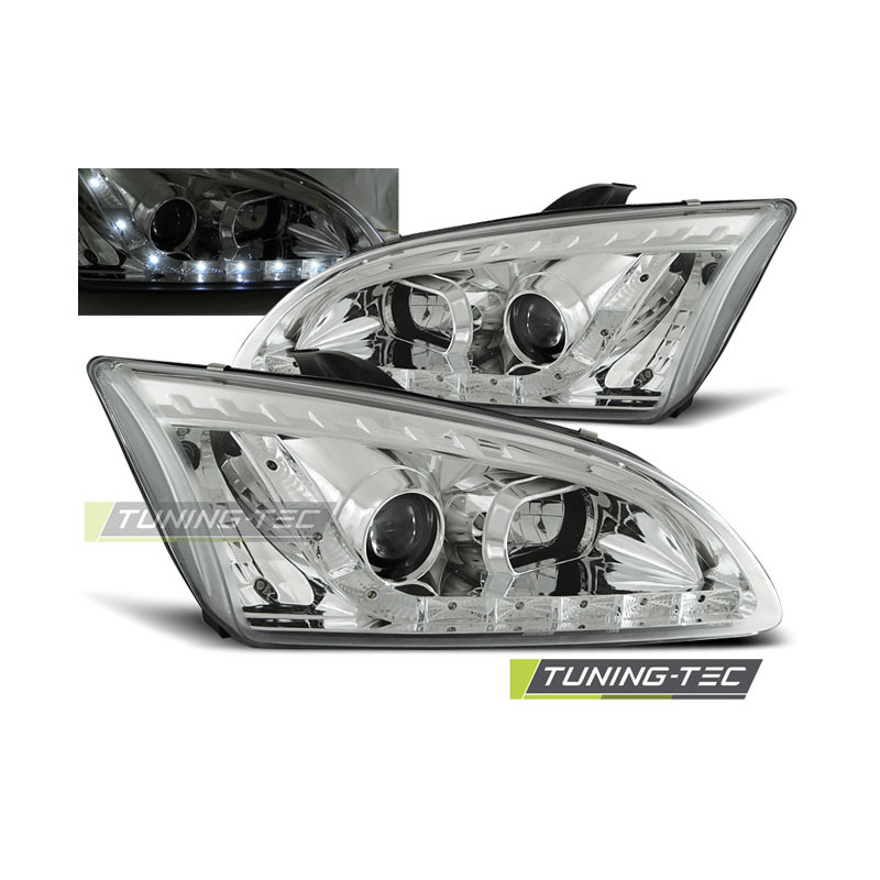 Fari Anteriori con Luci Diurne Luci Diurne Cromato per Ford Focus Ii 09/2004-01/2008 (Cod. TT-LPFO18