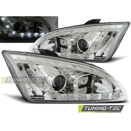Fari Anteriori con Luci Diurne Luci Diurne Cromato per Ford Focus Ii 09/2004-01/2008 (Cod. TT-LPFO18