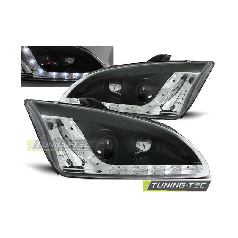Fari Anteriori con Luci Diurne Luci Diurne Nero per Ford Focus Ii 09/2004-01/2008 (Cod. TT-LPFO19)