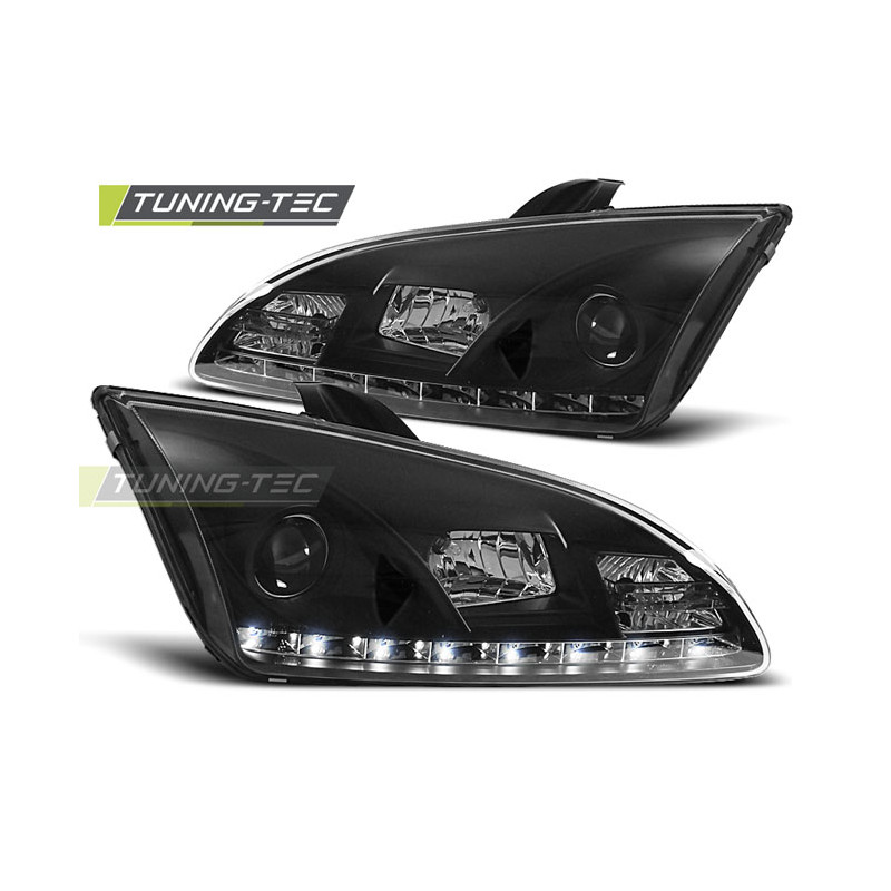 Fari Anteriori con Luci Diurne Luci Diurne Nero per Ford Focus Ii 09/2004-01/2008 (Cod. TT-LPFO21)