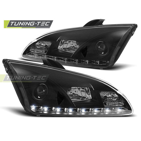 Fari Anteriori con Luci Diurne Luci Diurne Nero per Ford Focus Ii 09/2004-01/2008 (Cod. TT-LPFO21)