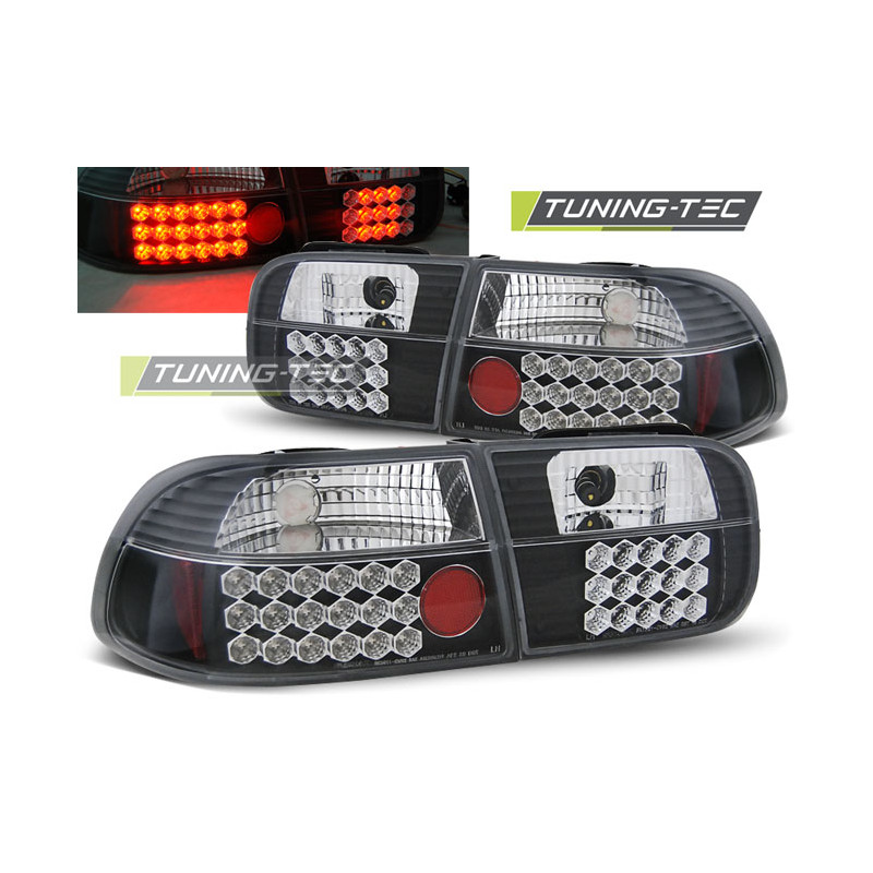 Fanali Posteriori LED Nero per Honda Civic 3D 09/1991-08/1995 (Cod. TT-LDHO04)