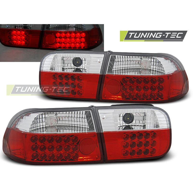 Fanali Posteriori LED Rosso/bianco per Honda Civic 2D/4D 09/1991-08/1995 (Cod. TT-LDHO07)