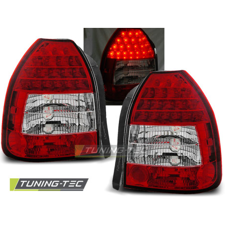 Fanali Posteriori LED Rosso/bianco per Honda Civic 3D 09/1995-02/2001 (Cod. TT-LDHO02)
