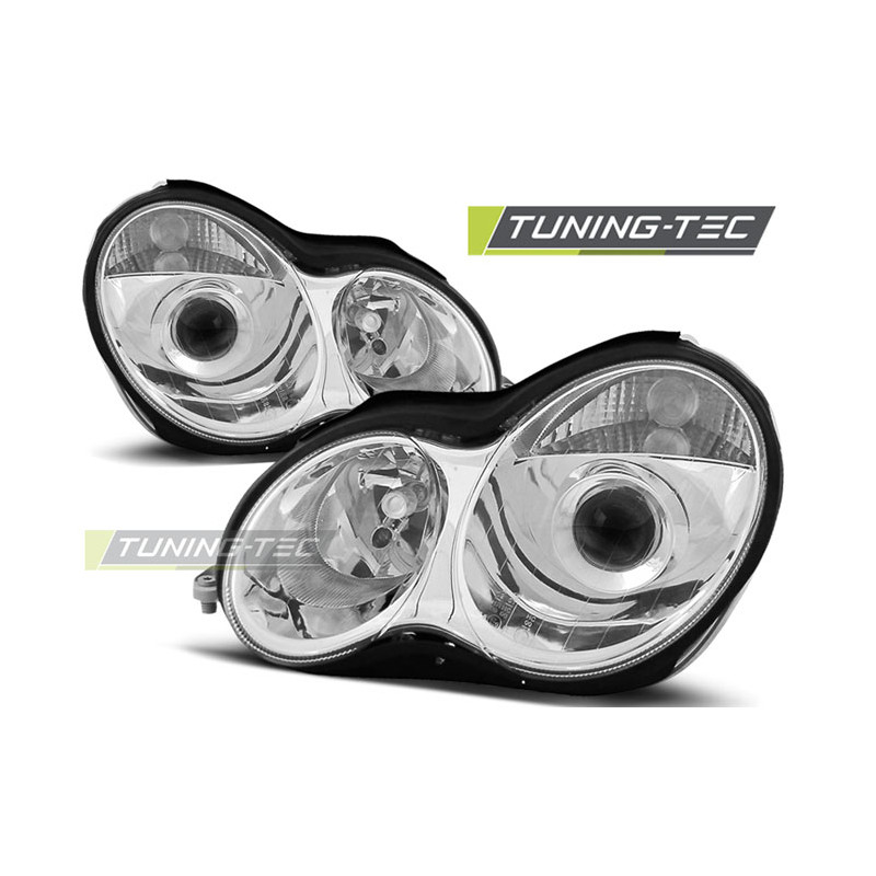 Fari Anteriori Cromato per Mercedes-Benz W203 Classe C 07/2000-03/2004 (Cod. TT-LPME18)