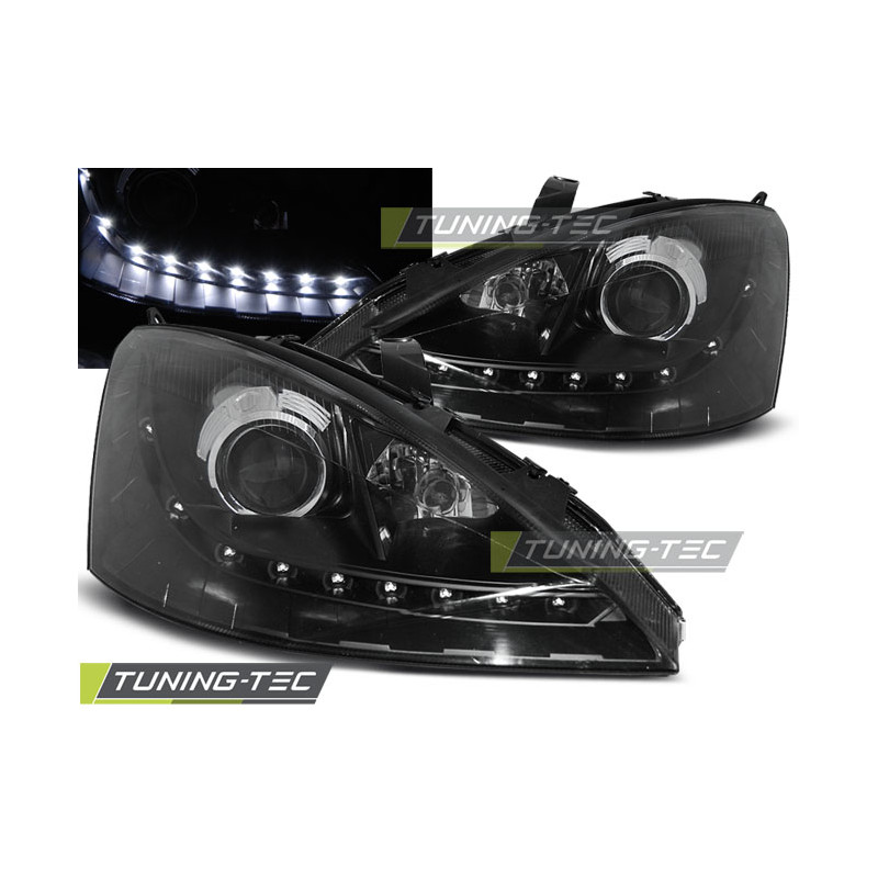 Fari Anteriori con Luci Diurne Luci Diurne Nero per Ford Focus 11/2001-10/2004 (Cod. TT-LPFO48)