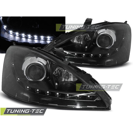Fari Anteriori con Luci Diurne Luci Diurne Nero per Ford Focus 11/2001-10/2004 (Cod. TT-LPFO48)