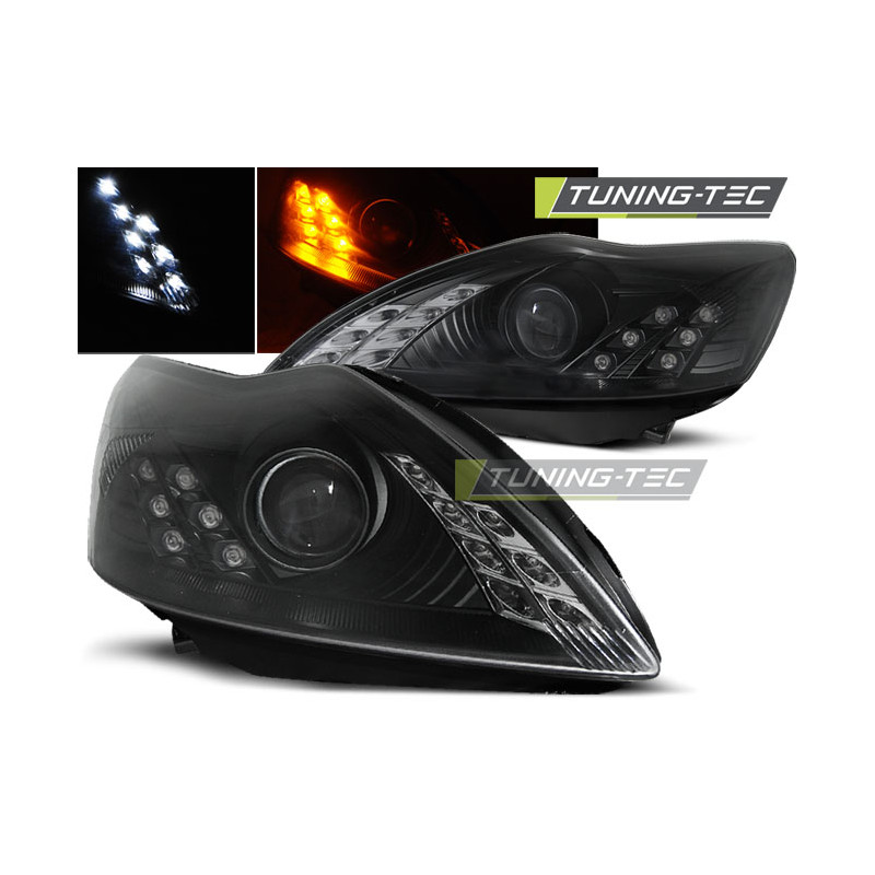 Fari Anteriori con Luci Diurne Luci Diurne Nero per Ford Focus 02/2008-2010 (Cod. TT-LPFO50)