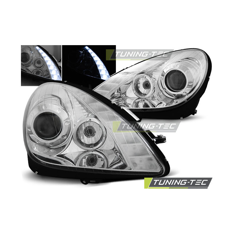 Fari Anteriori Cromato per Mercedes-Benz R171 Slk 2004-2011 (Cod. TT-LPME77)