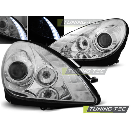 Fari Anteriori Cromato per Mercedes-Benz R171 Slk 2004-2011 (Cod. TT-LPME77)
