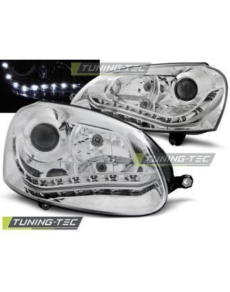 Fari Anteriori Luci Diurne Cromato per Volkswagen Golf 5 (Cod. TT-LPVWG4)