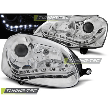 Fari Anteriori Luci Diurne Cromato per Volkswagen Golf 5 (Cod. TT-LPVWG4)