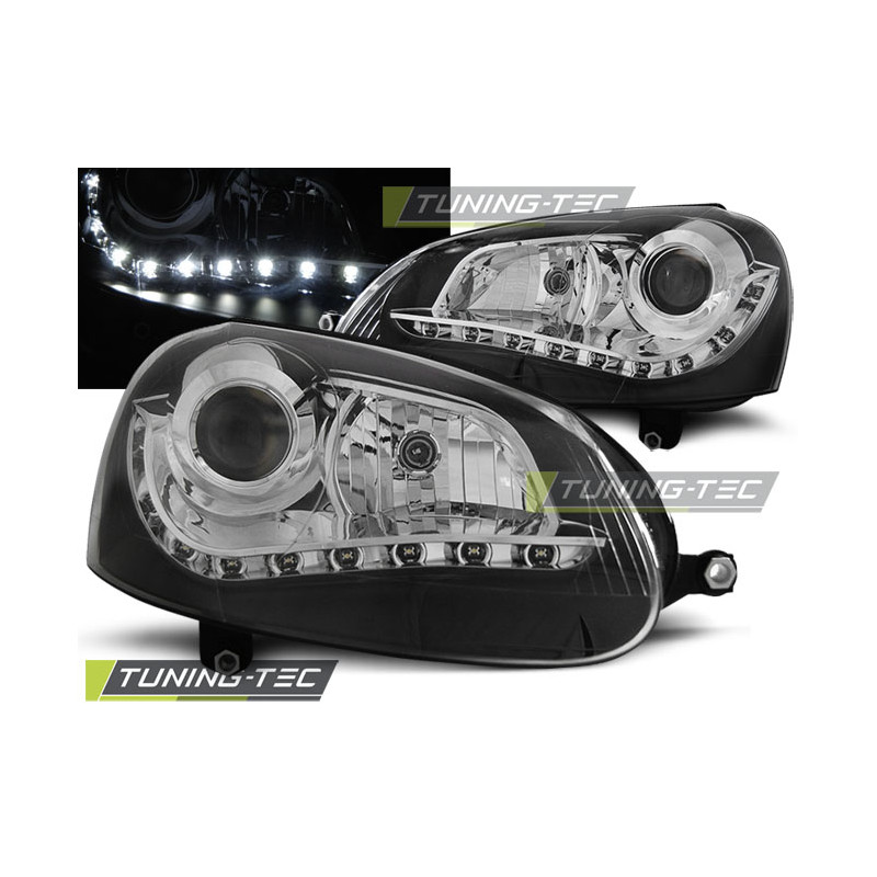 Fari Anteriori Luci Diurne Nero per Volkswagen Golf 5 (Cod. TT-LPVWG5)