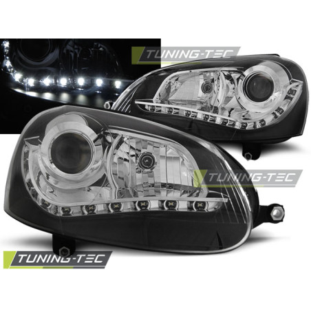 Fari Anteriori Luci Diurne Nero per Volkswagen Golf 5 (Cod. TT-LPVWG5)