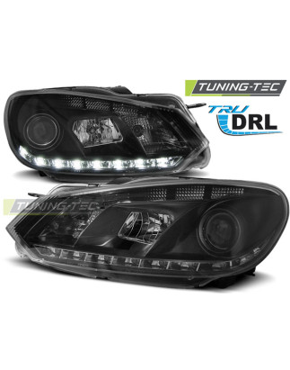 Fari Anteriori Luci Diurne DRL Nero per Volkswagen Golf 6 10/2008-2012 (Cod. TT-LPVWD1)