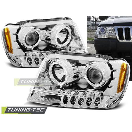 Fari Anteriori Angel Eyes per Chrysler Jeep Grand Cherokee 1999-05/2005 (Cod. TT-LPCH01)