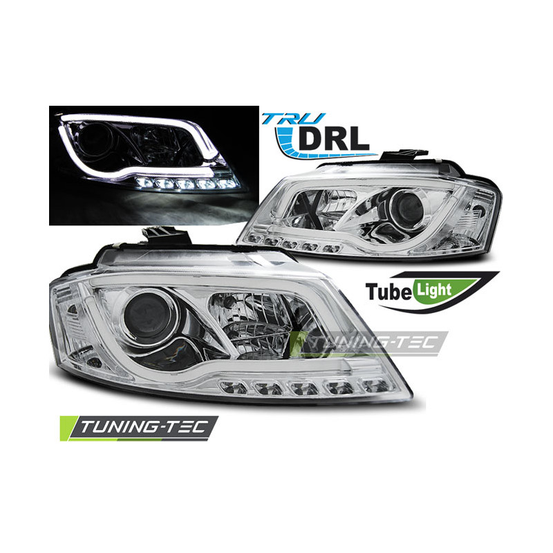 Fari Anteriori Luci Diurne DRL Cromato per Audi A3 8P 2008-2012 (Cod. TT-LPAU99)