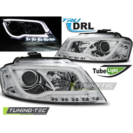 Fari Anteriori Luci Diurne DRL Cromato per Audi A3 8P 2008-2012 (Cod. TT-LPAU99)