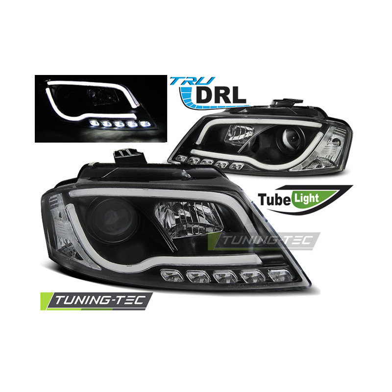 Fari Anteriori Luci Diurne DRL Nero per Audi A3 8P 2008-2012 (Cod. TT-LPAUA0)