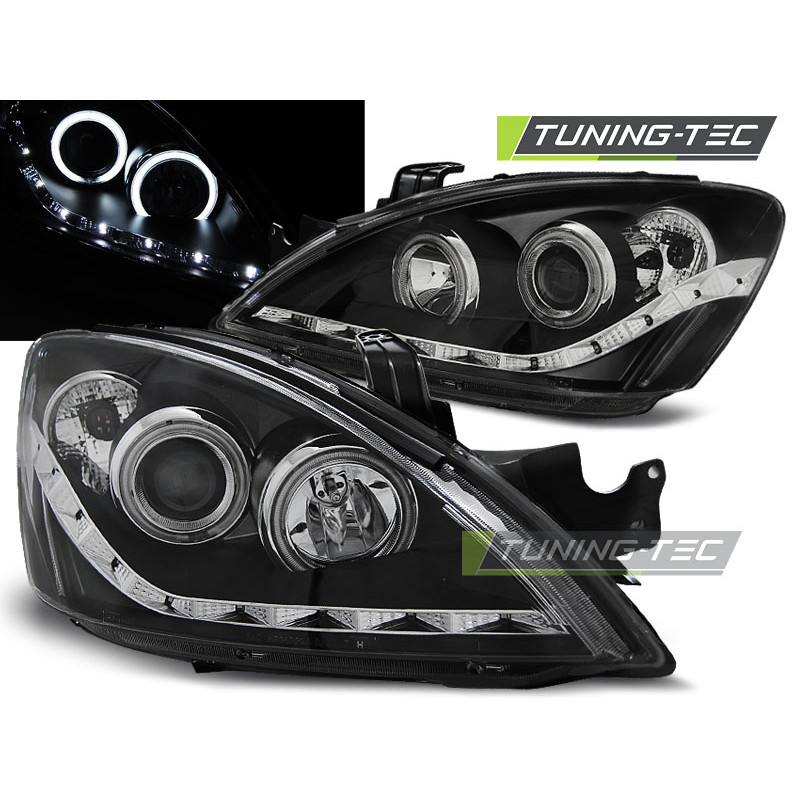 Fari Anteriori con Luci Diurne Luci Diurne Nero per Mitsubishi Lancer 7 2004-2007 (Cod. TT-LPMI19)