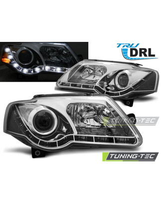 Fari Anteriori Luci Diurne DRL Cromato per Volkswagen Passat B6 3C 03/2005-2010 (Cod. TT-LPVWJ6)