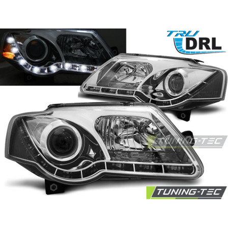Fari Anteriori Luci Diurne DRL Cromato per Volkswagen Passat B6 3C 03/2005-2010 (Cod. TT-LPVWJ6)