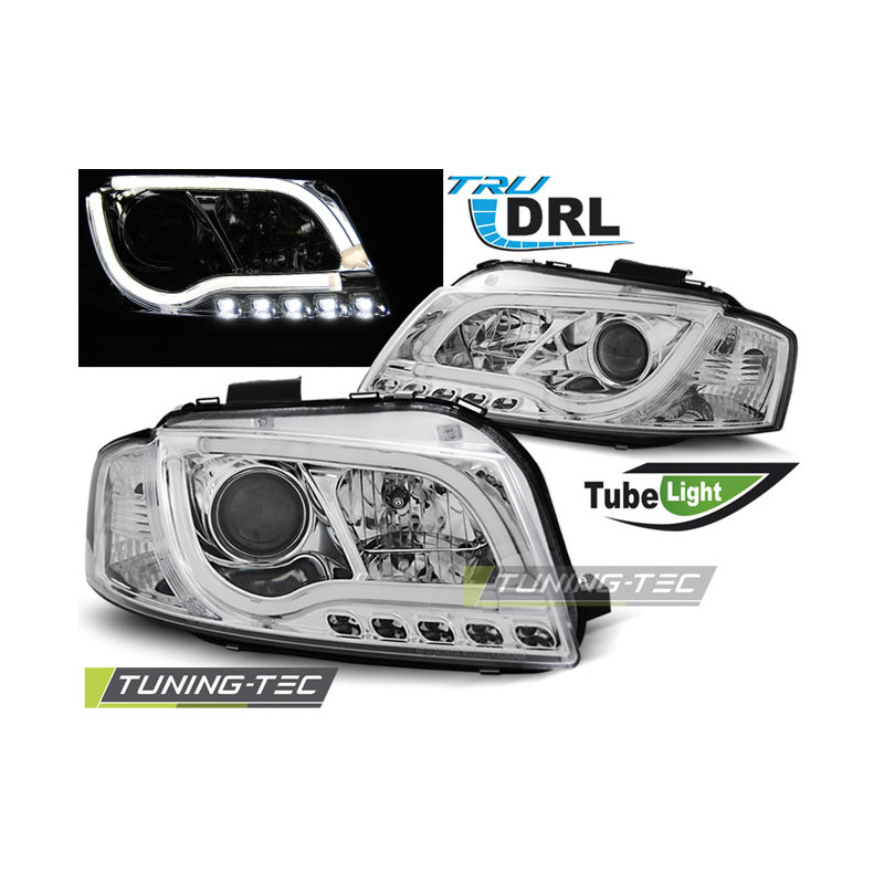 Fari Anteriori Luci Diurne DRL Cromato per Audi A3 8P 05/2003-03/2008 (Cod. TT-LPAUB0)