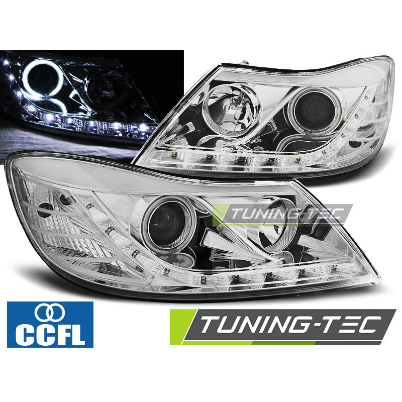 Fari Anteriori Luci Diurne Cromato per Skoda Octavia 2009-2012 (Cod. TT-LPSK20)
