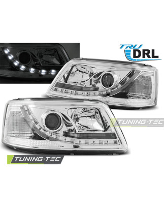 Fari Anteriori Luci Diurne DRL Cromato per Volkswagen T5 04/2003-08/2009 (Cod. TT-LPVWJ8)