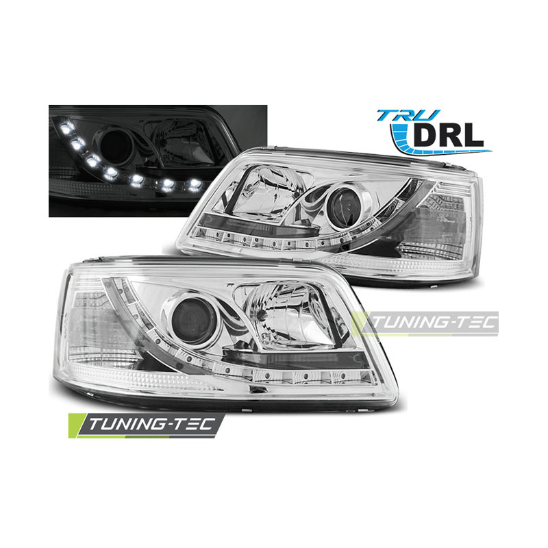 Fari Anteriori Luci Diurne DRL Cromato per Volkswagen T5 04/2003-08/2009 (Cod. TT-LPVWJ8)