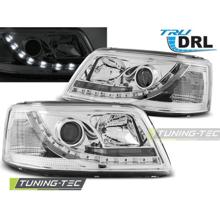 Fari Anteriori Luci Diurne DRL Cromato per Volkswagen T5 04/2003-08/2009 (Cod. TT-LPVWJ8)