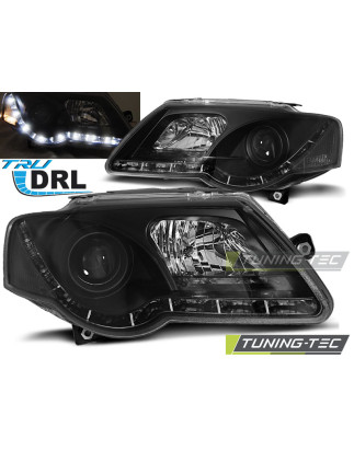 Fari Anteriori Luci Diurne DRL Nero per Volkswagen Passat B6 3C 03/2005-2010 (Cod. TT-LPVWJ7)