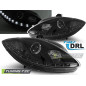 Fari Anteriori Luci Diurne DRL Nero per Seat Leon Altea 2009-2012 (Cod. TT-LPSE26)
