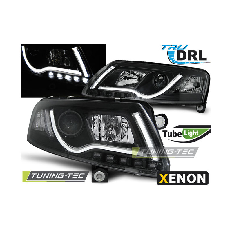 Fari Anteriori Luci Diurne DRL Nero per Audi A6 C6 2004-2008 (Cod. TT-LPAUC1)