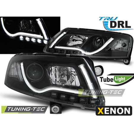 Fari Anteriori Luci Diurne DRL Nero per Audi A6 C6 2004-2008 (Cod. TT-LPAUC1)