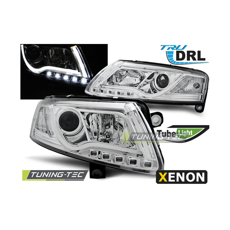 Fari Anteriori Luci Diurne DRL Cromato per Audi A6 C6 2004-2008 (Cod. TT-LPAUC0)