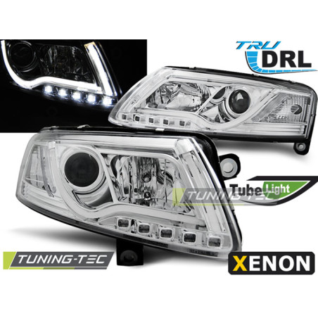 Fari Anteriori Luci Diurne DRL Cromato per Audi A6 C6 2004-2008 (Cod. TT-LPAUC0)