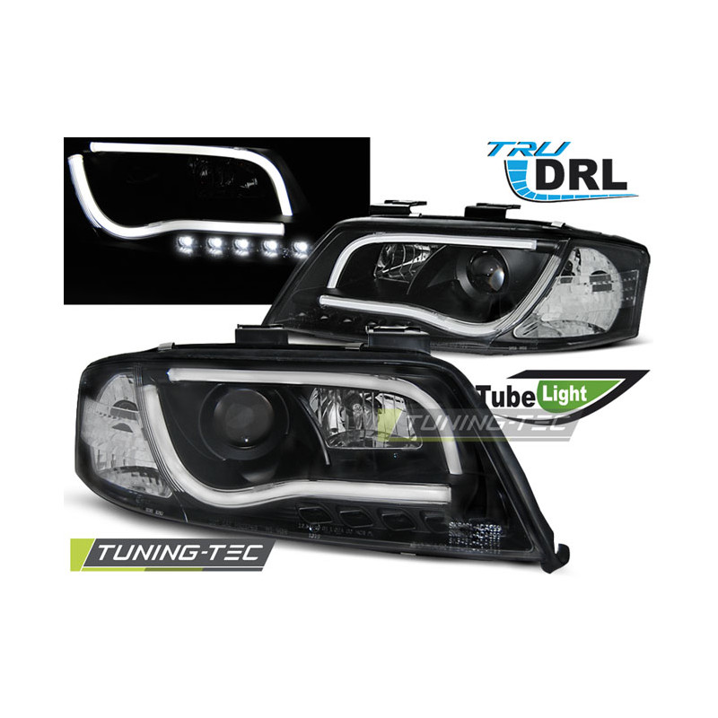Fari Anteriori Luci Diurne DRL Nero per Audi A6 06/2001-05/2004 (Cod. TT-LPAUB9)