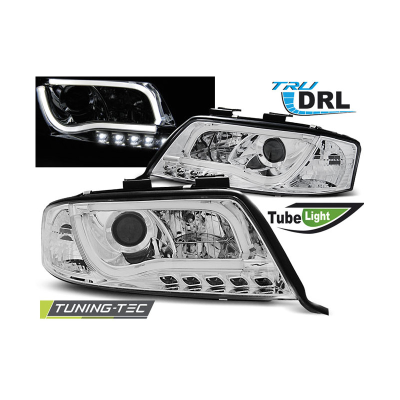 Fari Anteriori Luci Diurne DRL Cromato per Audi A6 06/2001-05/2004 (Cod. TT-LPAUB8)