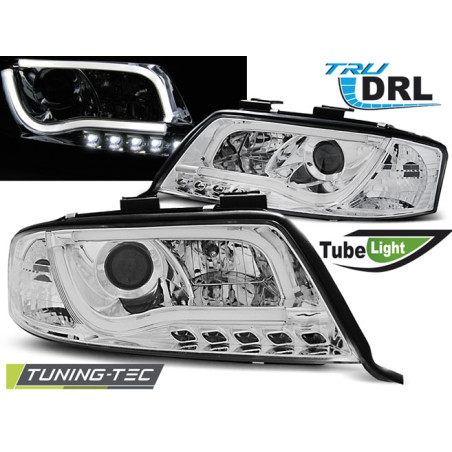Fari Anteriori Luci Diurne DRL Cromato per Audi A6 06/2001-05/2004 (Cod. TT-LPAUB8)