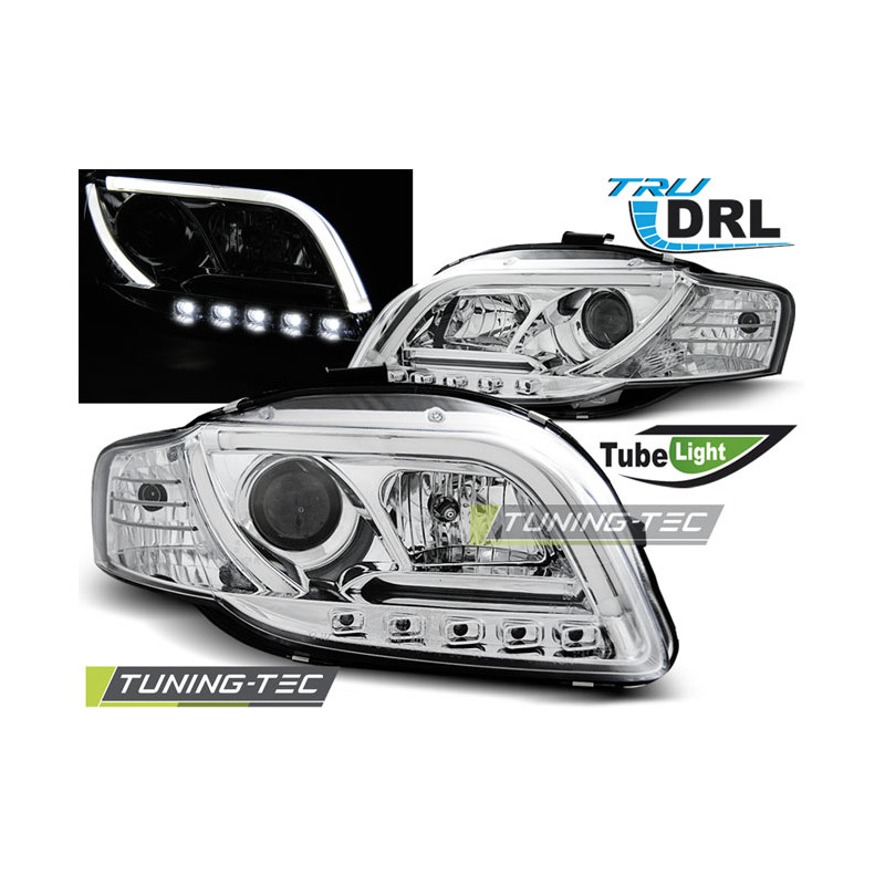 Fari Anteriori Luci Diurne DRL Cromato per Audi A4 B7 11/2004-03/2008 (Cod. TT-LPAUB4)