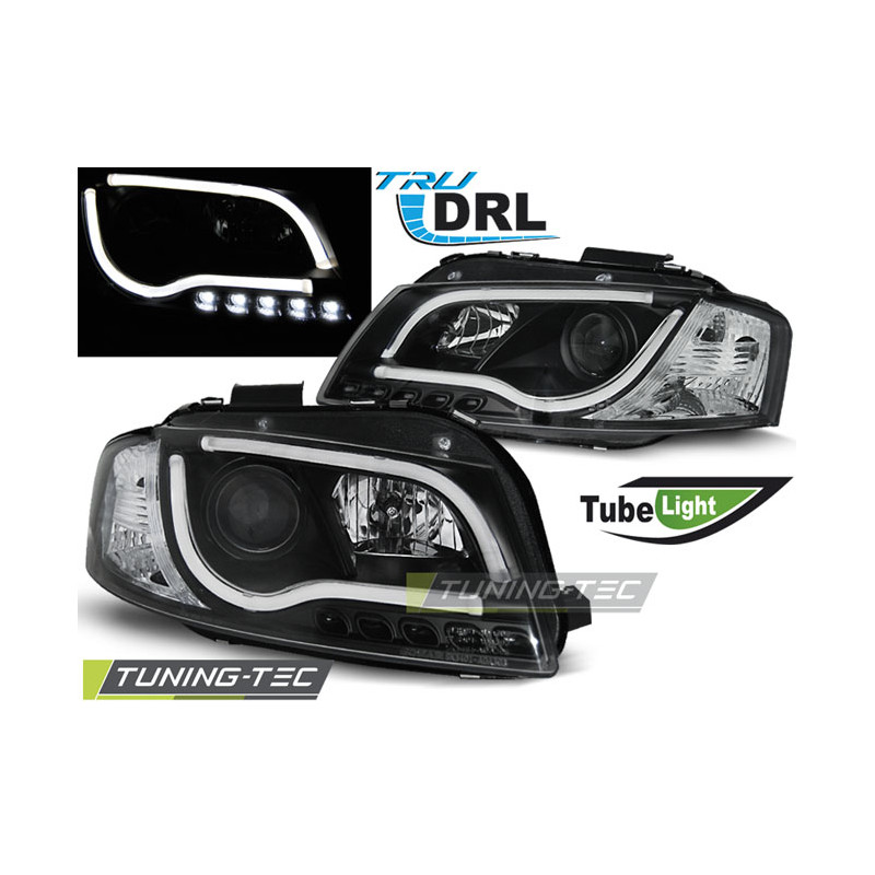 Fari Anteriori Luci Diurne DRL Nero per Audi A3 8P 05/2003-03/2008 (Cod. TT-LPAUB1)