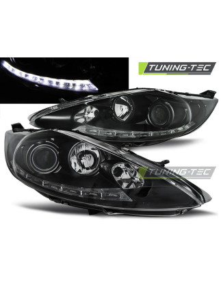 Fari Anteriori con Luci Diurne Luci Diurne Nero per Ford Fiesta Mk7 08/2008-09/2012 (Cod. TT-LPFO59)